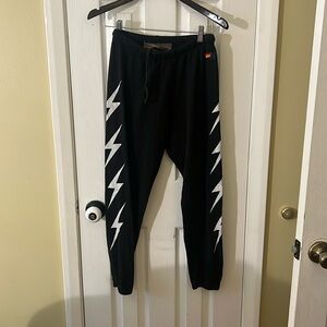 Aviator Nation black lightening bolt sweatpants size medium